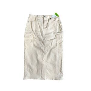 Marc New York Denim Midi Skirt in Cream Size 6 NWT $69